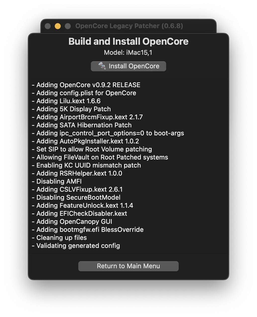 Build OpenCore start screen